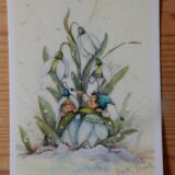 Postkarte Schneeglöckchen mit 2 Wichteln
