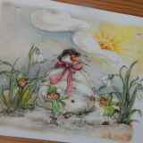 Postkarte Schneeglöckchen mit Schneeballschlacht – Bild 3
