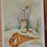 Postkarte schlafende Schneeglöckchen